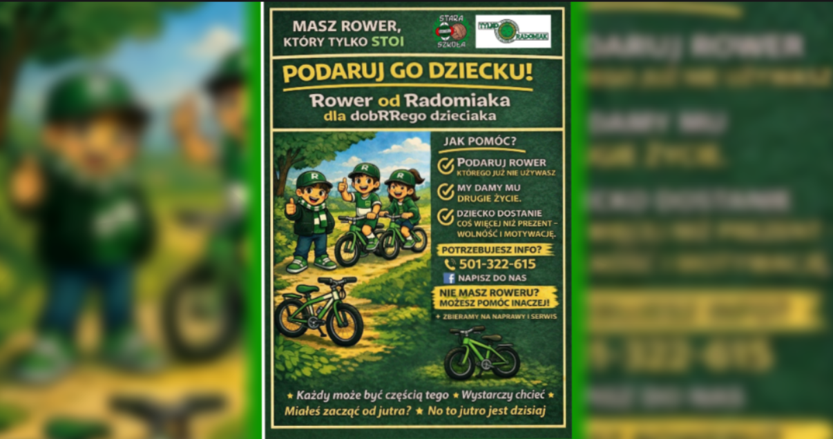 Grupa kibiców "Stara Szkoła Radomiak" wspólnie ze Stowarzyszeniem Kibiców "Tylko Radomiak" rozpoczęła kolejną edycję akcji charytatywnej pod hasłem „Rower od Radomiaka – dla dobrego dzieciaka”.